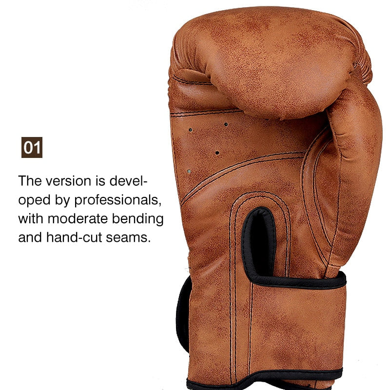 Retro Color Adult Kids Women/Men Boxing Gloves Pu Leather MMA Muay Thai Boxe De Luva Mitts Sanda GYM Equipment  6 8 10 12OZ boks