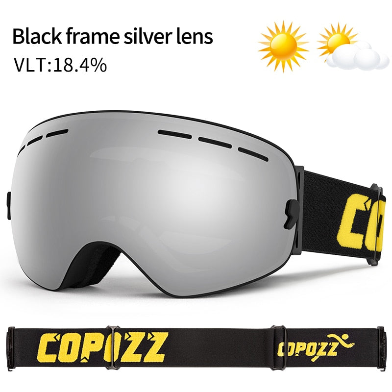 COPOZZ Brand Professional Ski Goggles Double Layers Lens Anti-fog UV400 Big Ski Glasses Skiing Snowboard Men Women Snow Goggles