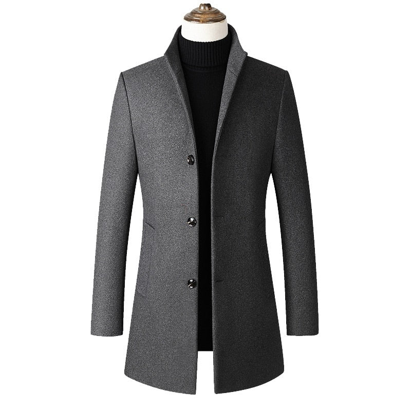 Winter Wool Jacket Men&#39;s High-quality Wool Coat casual Slim collar wool coat Men&#39;s long cotton collar trench coat