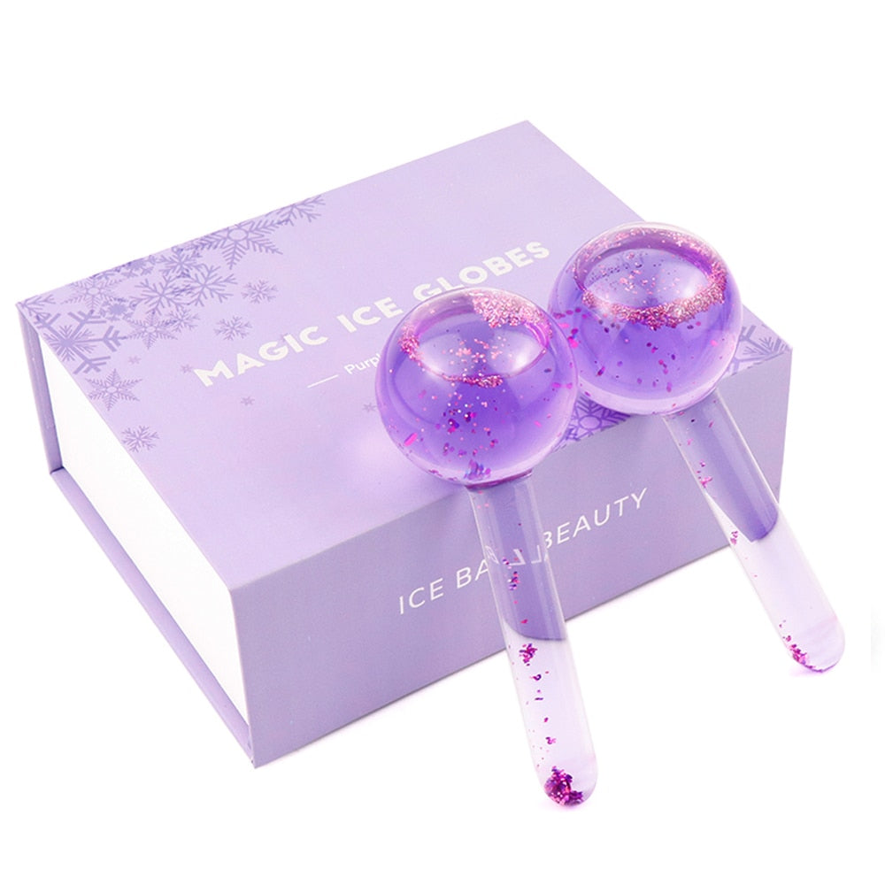 Large Beauty Ice Hockey Energy Beauty Crystal Ball Facial Cooling Ice Globes Water Wave Face and Eye Massage Skin Care 2pcs/Box