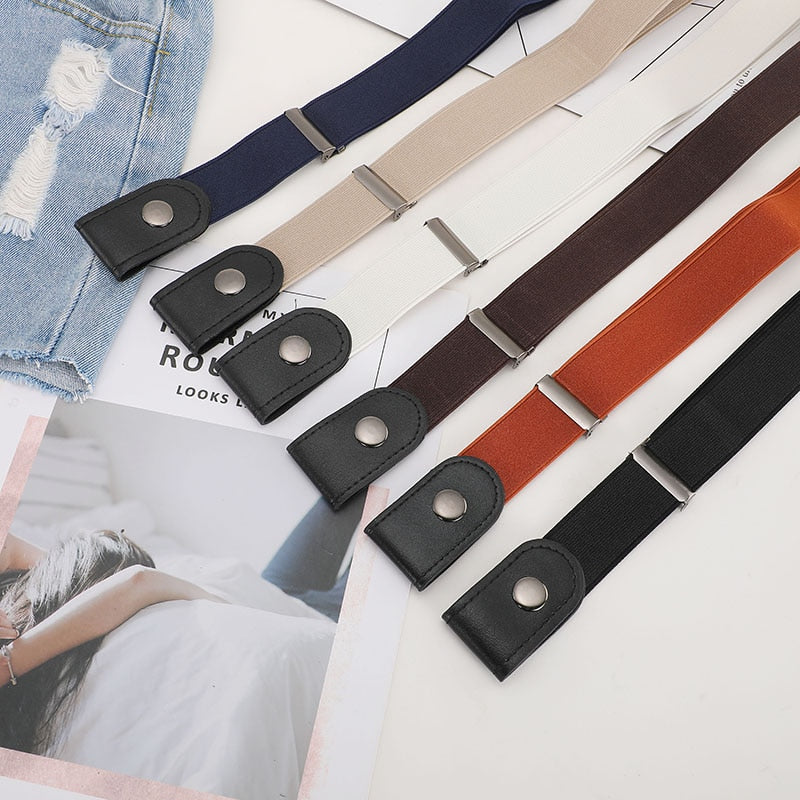 Buckle-Free Belt For Jean Pants,Dresses,No Buckle Stretch Elastic Waist Belt For Women/Men,No Bulge,No Hassle Waist Belt