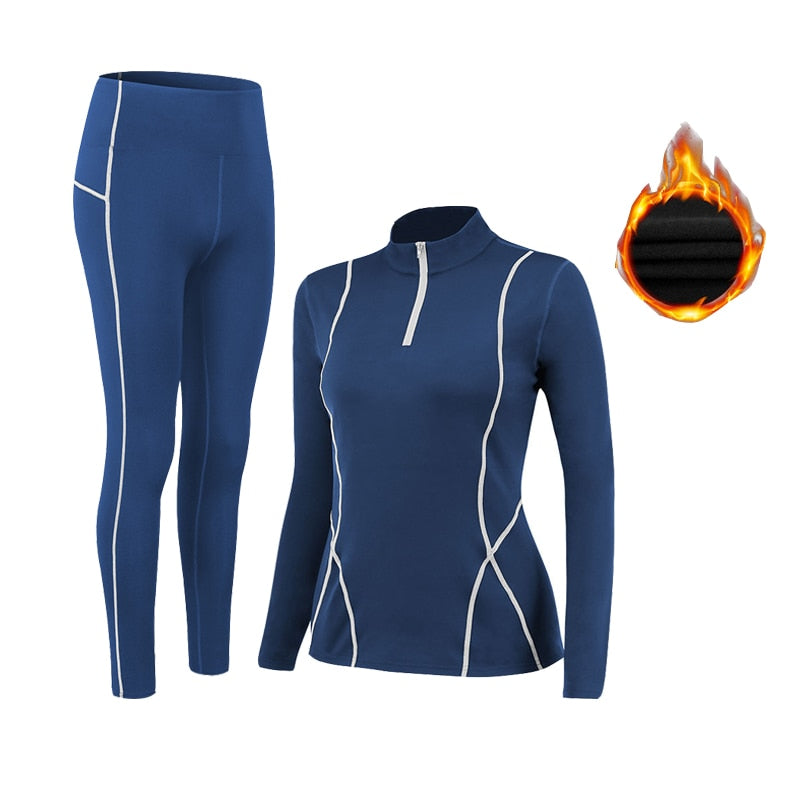 Winter Women&#39;s Thermal Underwear Sets High-collar Winter Fast Dry Long Johns Thermo Underwear Women Shirt Female Warm Clothes