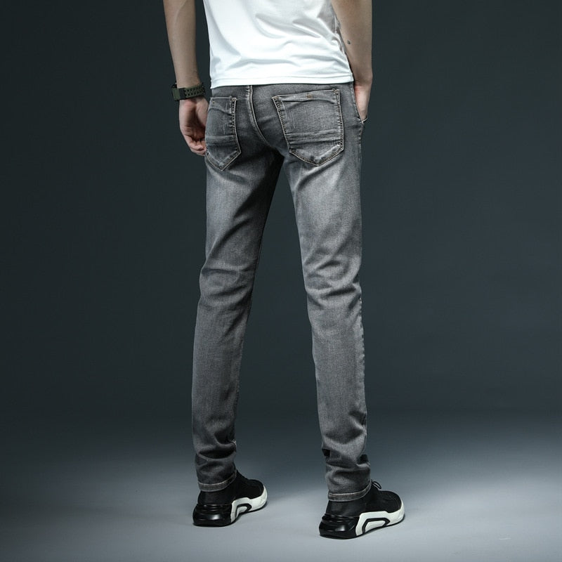 2022 New Men&#39;s Skinny White Jeans Fashion Casual Elastic Cotton Slim Denim Pants Male Brand Clothing Black Gray Khaki