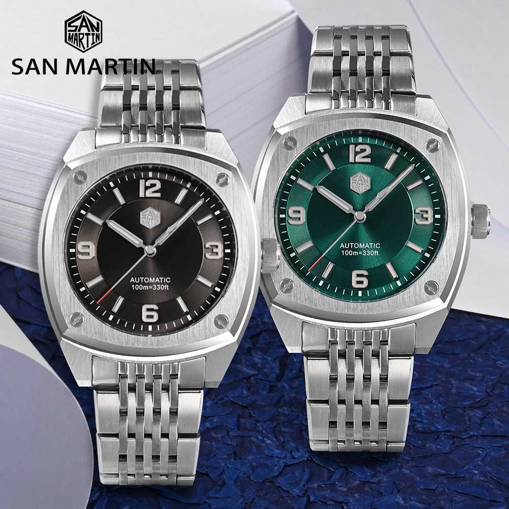 San Martin 39.5mm Original Design Square Sports Style High Quality Classic Luxury Men Mechanical Watches Sapphire 10Bar BGW-9