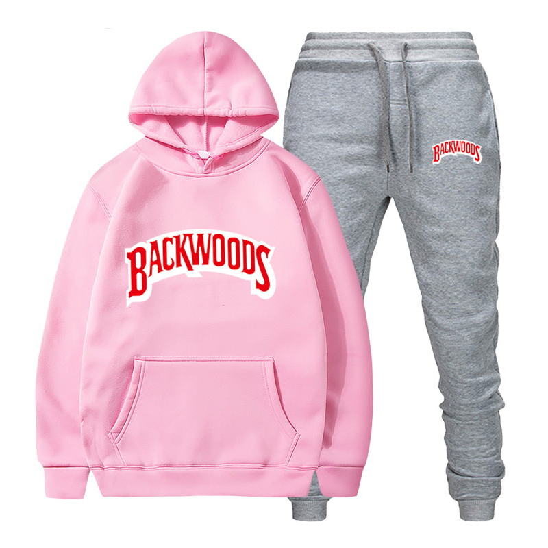 fashion brand Backwoods Men&#39;s Set Fleece Hoodie Pant Thick Warm Tracksuit Sportswear Hooded Track Suits Male Sweatsuit Tracksuit