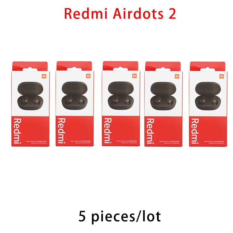 Original Xiaomi Redmi Airdots 2 TWS Bluetooth Earphone Stereo bass 5.0 headphones With Mic Handsfree Earbuds 5/10/20 pieces