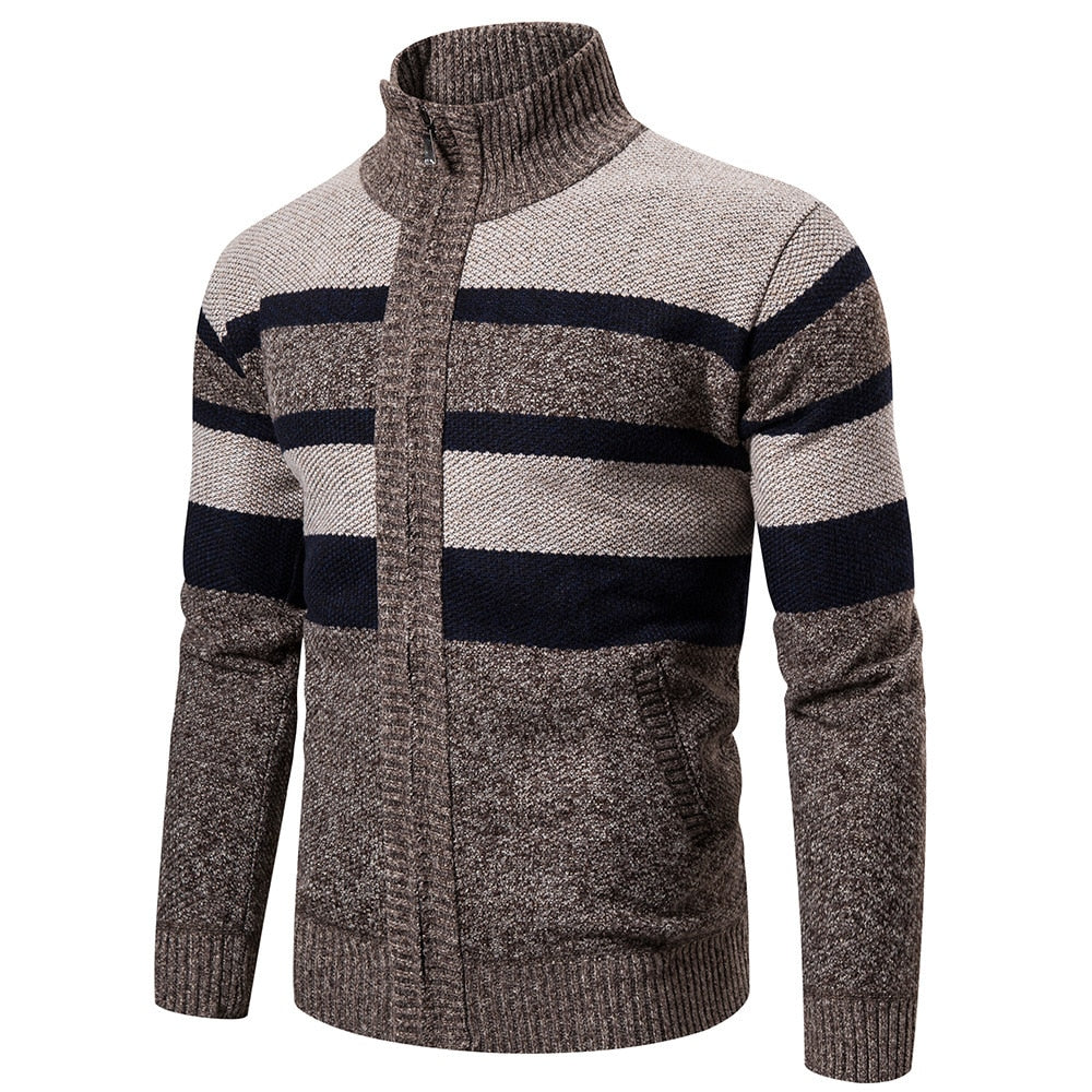 New Autumn Winter Cardigan Men Sweaters Jackets Coats Fashion Striped Knitted Cardigan Slim Fit Sweaters Coat Mens Clothing 2021