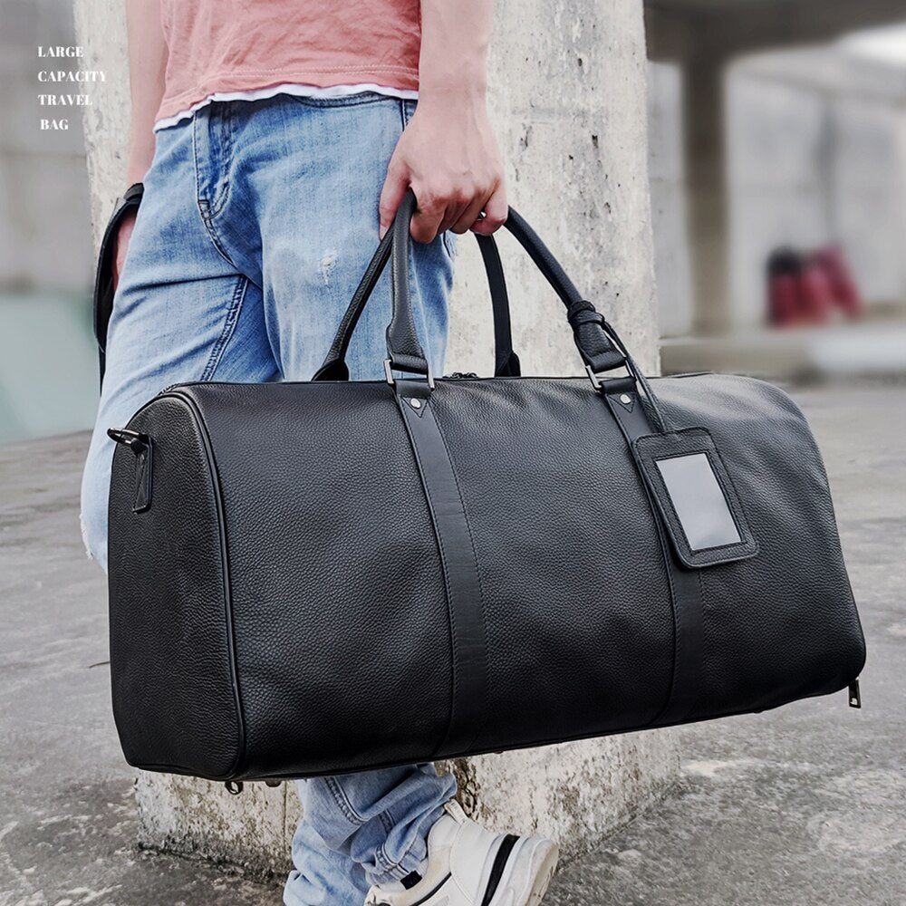 WESTAL100% Genuine Leather Men Travel Bag Real Leather Carry-on Hand Luggage Bags Travel Shoulder Bag Big Totes Bags Male