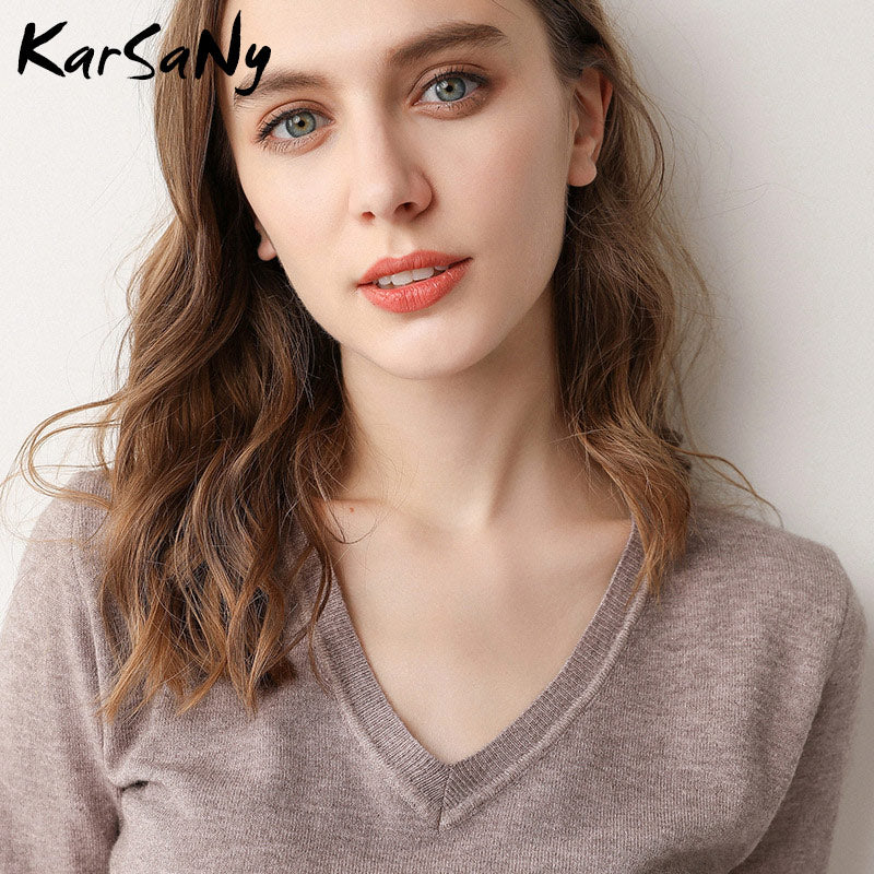 KarSany Half Sleeve Knitted Blouse Women Summer 2022 Pullovers Ladies V-neck Blouses Blouse Knitted Womens Tops And Blouses