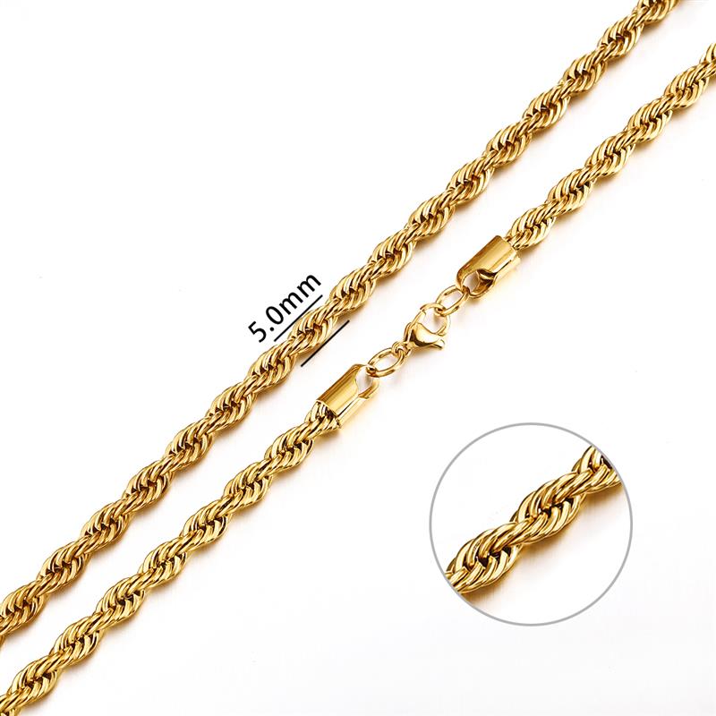 Stainless Steel Chain Necklace for Men Women Curb Cuban Link Chain Gold Color Silver Color Punk Choker Fashion Male Jewelry Gift