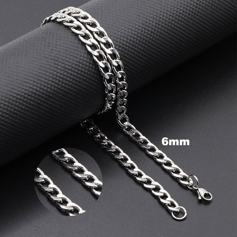 Women Men&#39;s Necklace Stainless Steel Curb Cuban Link NK Chain Silver Color Basic Punk Male Choker Jewelry Gifts Free Shipping