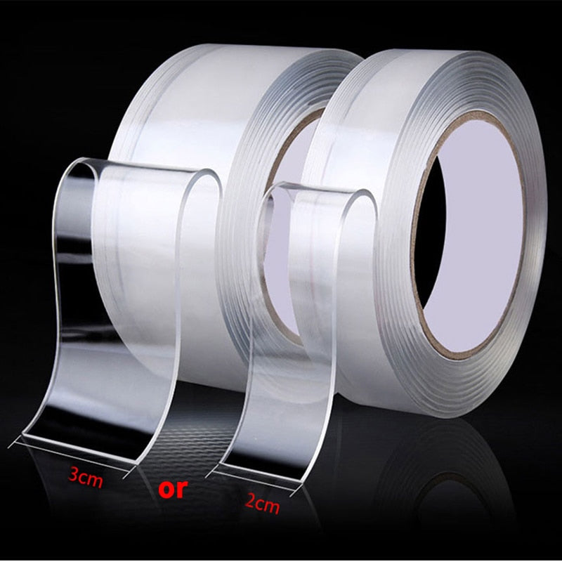 1/2/3/5M Nano Tape Double Sided Tape Transparent Reusable Waterproof Adhesive Tapes Cleanable Kitchen Bathroom Supplies Tapes