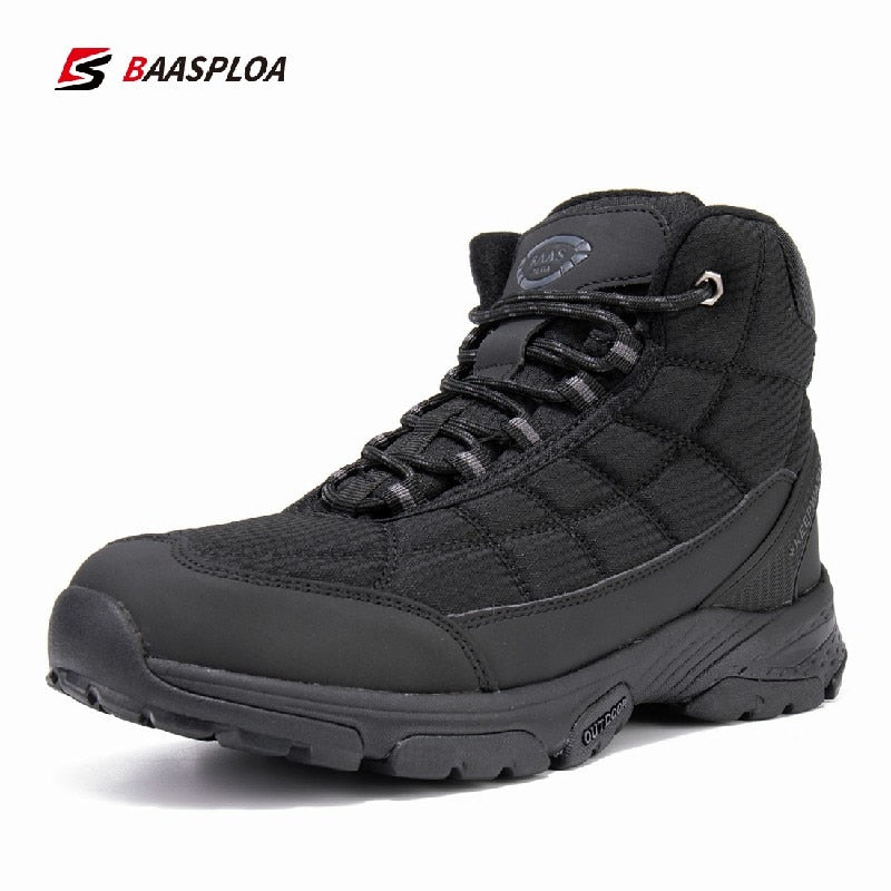 Baasploa Men Outdoor Shoes Waterproof Spring Warm Shoe Non-Slip Hiking Camping Safety Sneakers Casual Boots Walking Shoes Man