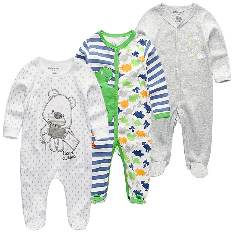 Baby Clothes 3Pcs/set Cotton Newborn Boy Girl Romper 2021 Long Sleeve Infantil Clothing Spring Animal Baby Pajama roupas de bebe