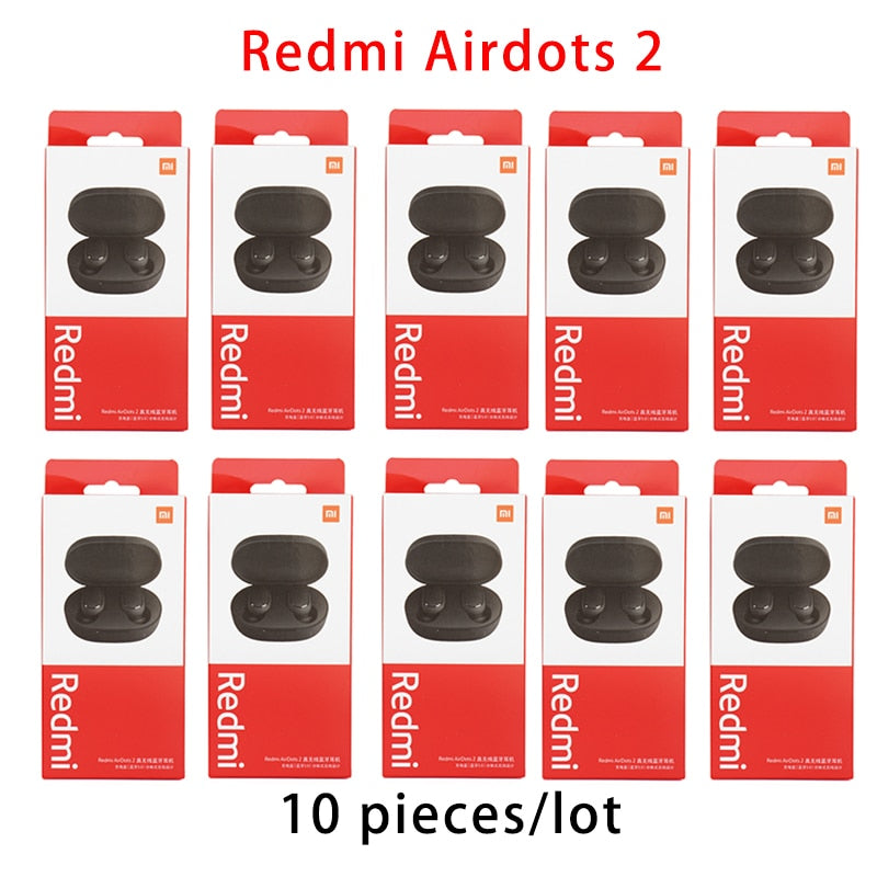 Original Xiaomi Redmi Airdots 2 TWS Bluetooth Earphone Stereo bass 5.0 headphones With Mic Handsfree Earbuds 5/10/20 pieces