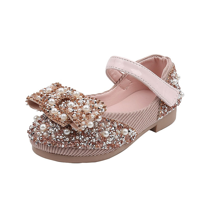 New Childrens Shoes Pearl Rhinestones Shining Kids Princess Shoes Baby Girls Shoes Party And Wedding D487