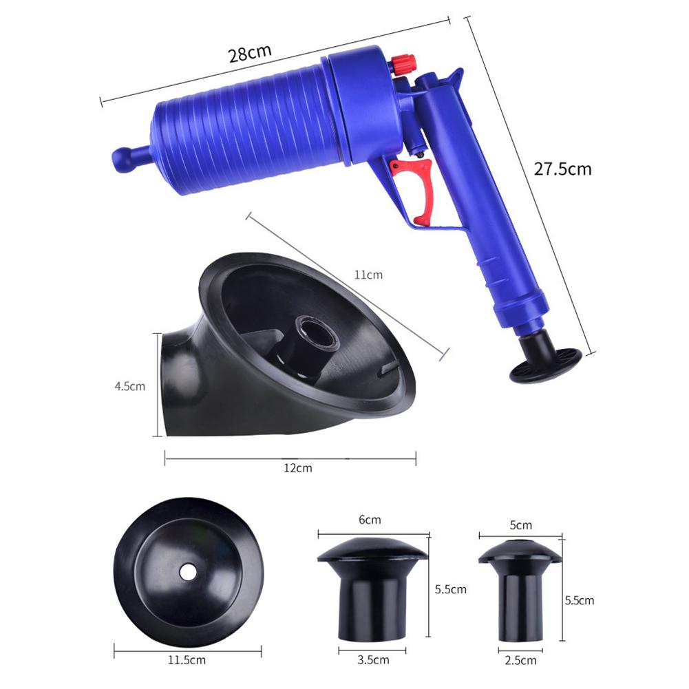 Air Power Drain Blaster Gun High Pressure Pipe Plunger Drain Cleaner Pump Pipeline Clogged Remover Bathroom Sink Toilet Cleaner