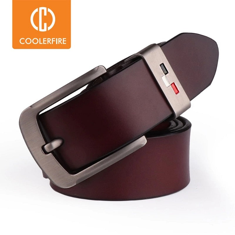 COOLERFIRE  New Men genuine leather belts high quality vintage style male strap classic jeans leather belts for men 051