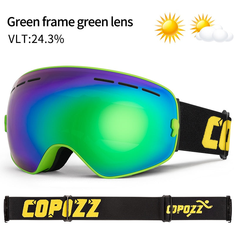 COPOZZ Brand Professional Ski Goggles Double Layers Lens Anti-fog UV400 Big Ski Glasses Skiing Snowboard Men Women Snow Goggles