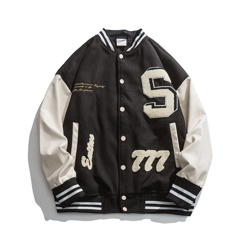 Letter embroidery men's jacket coat 2021 new stitching embroidery baseball uniform men's casual loose Y2K jacket couple clothes