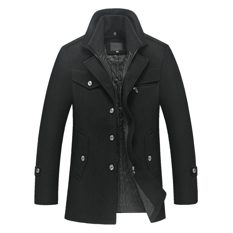 New Winter Wool Coat Slim Fit Jackets Mens Casual Warm Outerwear Jacket and coat Men Pea Coat Size M-4XL DROP SHIPPING