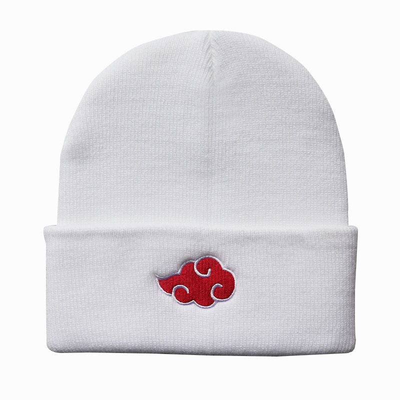 ECOBROS 2021 Beanies Women Autumn Winter Warm Hat Anime Akatsuki Cosplay Red Cloud Embroidery Caps For Men Knitted Bonnet Unisex