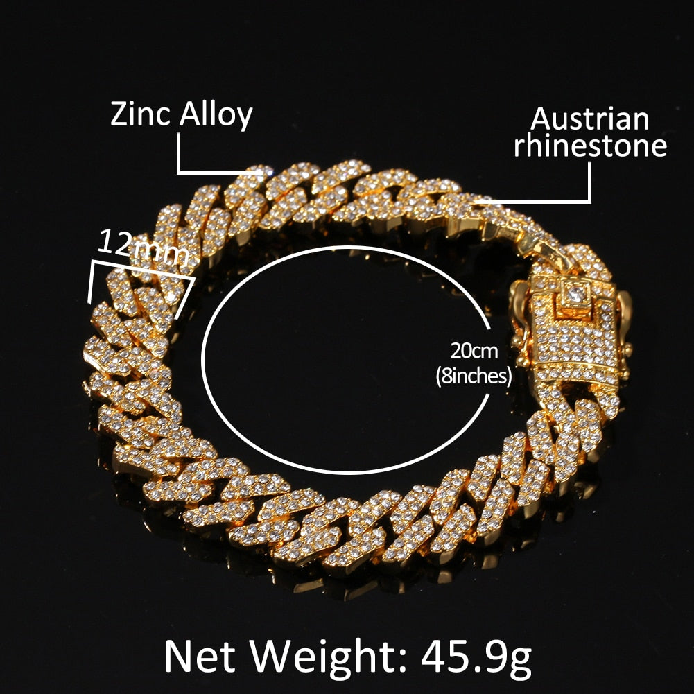 THE BLING KING 2 Lines Bracelet Iced Out  Rhinestone Gold Silver Color Alloy Mens Women Hip Hop Jewelry