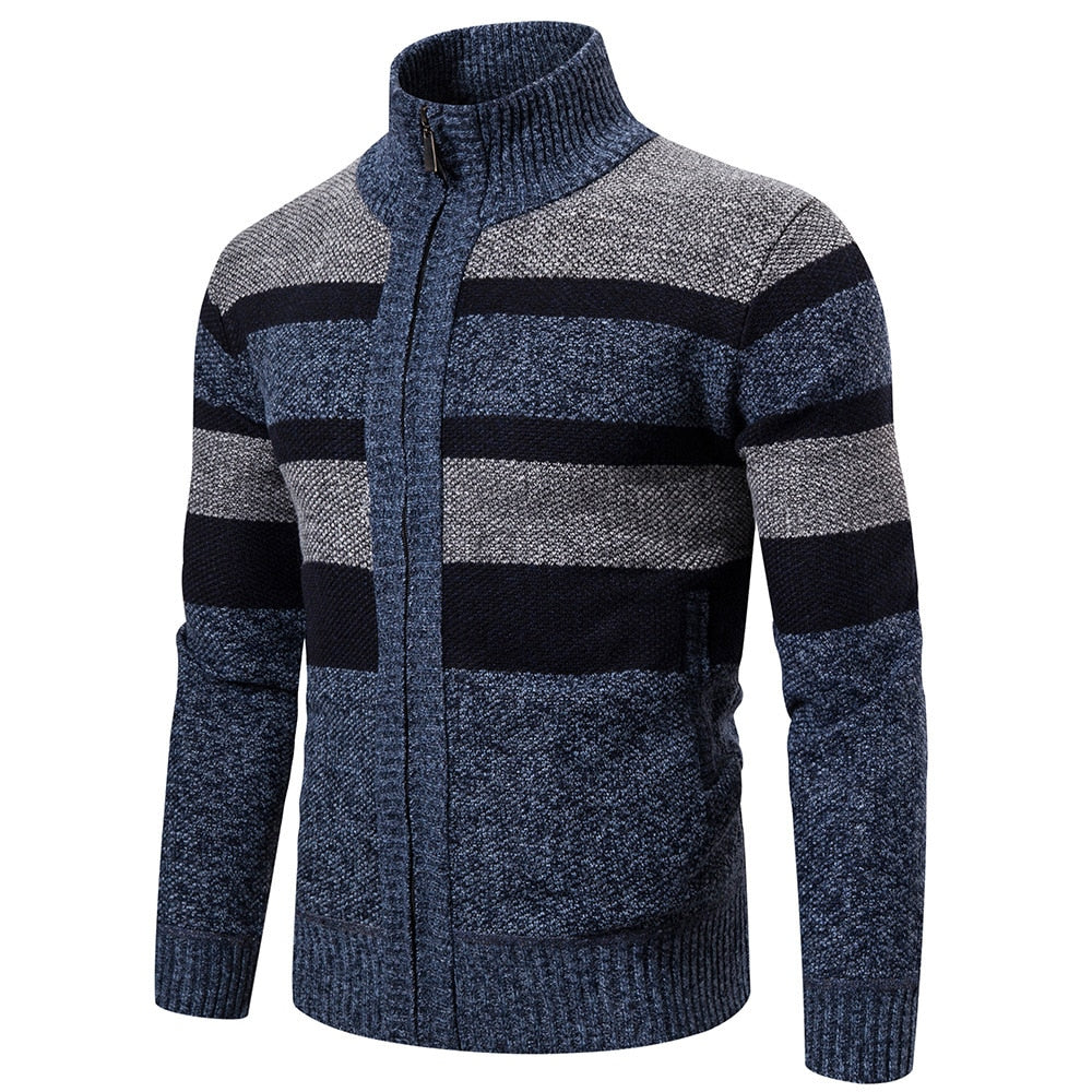 New Autumn Winter Cardigan Men Sweaters Jackets Coats Fashion Striped Knitted Cardigan Slim Fit Sweaters Coat Mens Clothing 2021