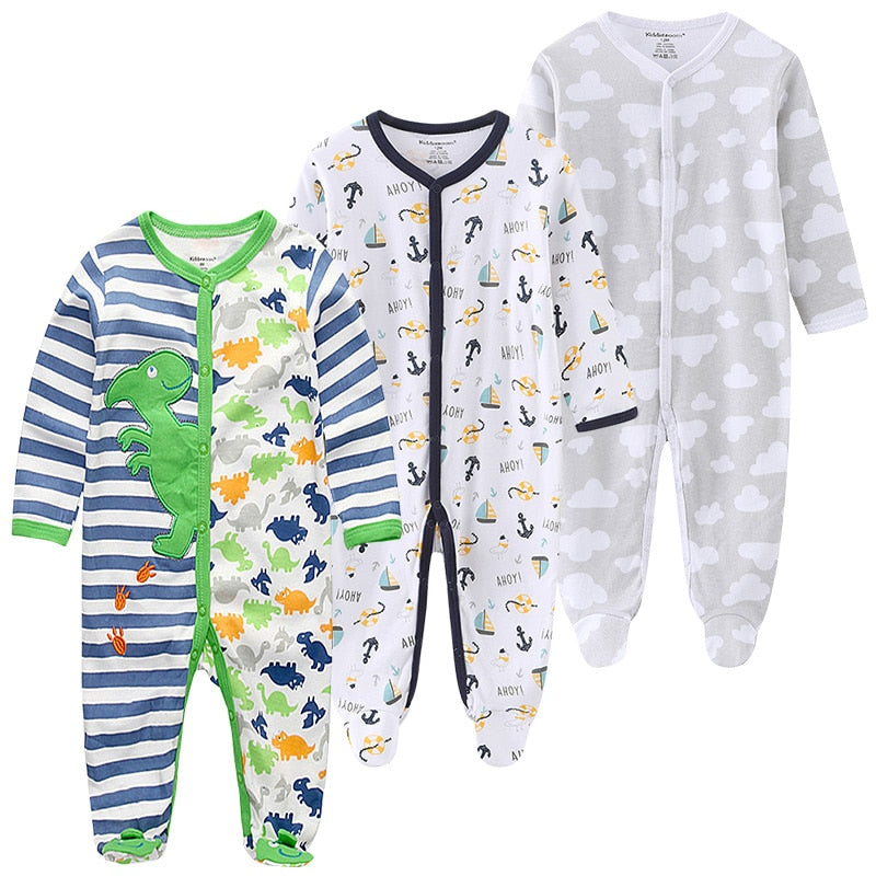 Baby Clothes 3Pcs/set Cotton Newborn Boy Girl Romper 2021 Long Sleeve Infantil Clothing Spring Animal Baby Pajama roupas de bebe