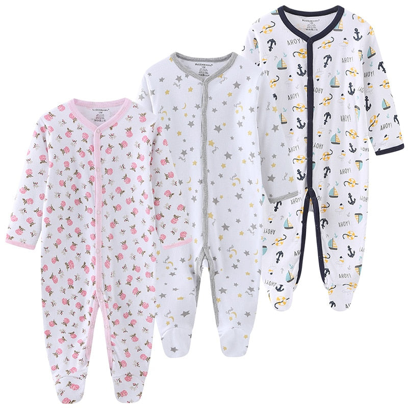 Baby Clothes 3Pcs/set Cotton Newborn Boy Girl Romper 2021 Long Sleeve Infantil Clothing Spring Animal Baby Pajama roupas de bebe