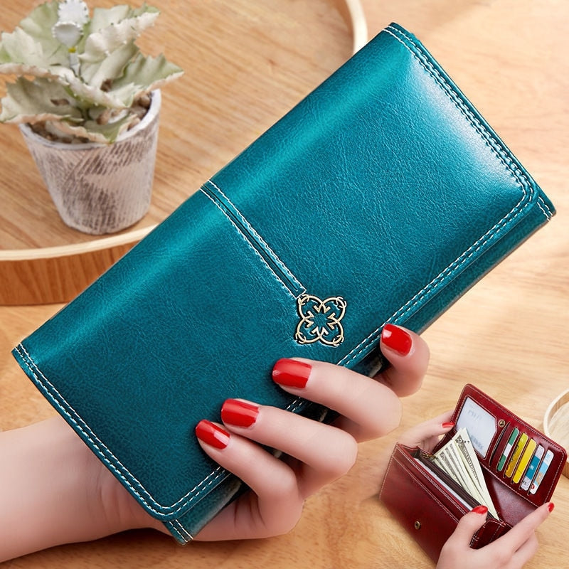 Women&#39;s wallet made of leather Wallets Three fold VINTAGE Womens purses mobile phone Purse Female Coin Purse Carteira Feminina