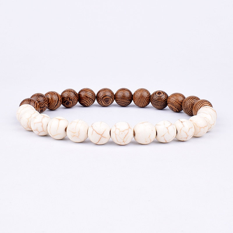 Volcanic Stone Bracelet for Men Lava Wooden 8mm Beads Bracelet Tibetan Buddha Wrist Chain Women Men Jewelry Gift New Bracelets