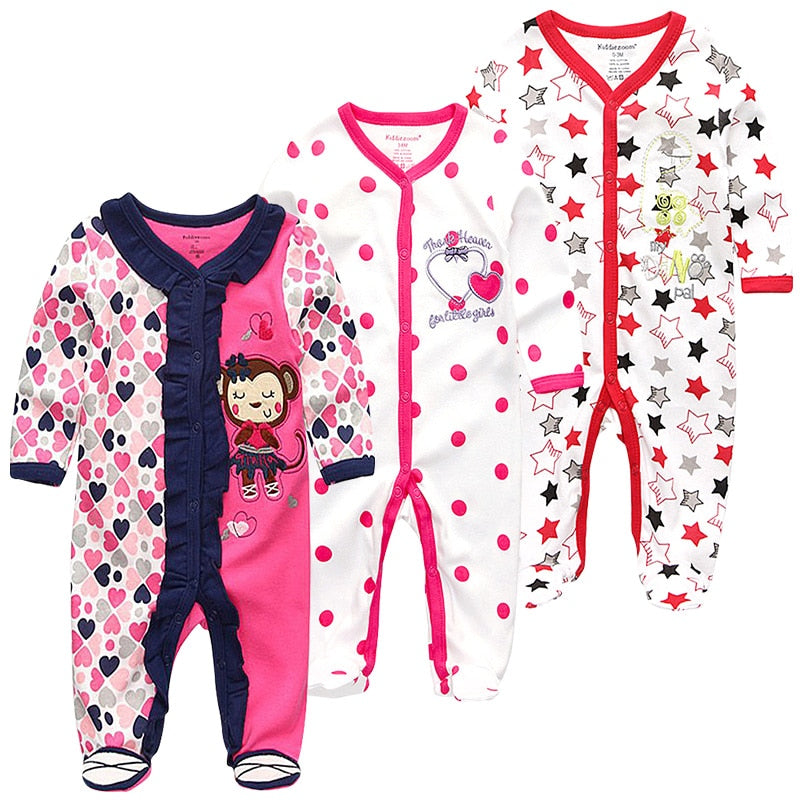 Baby Clothes 3Pcs/set Cotton Newborn Boy Girl Romper 2021 Long Sleeve Infantil Clothing Spring Animal Baby Pajama roupas de bebe