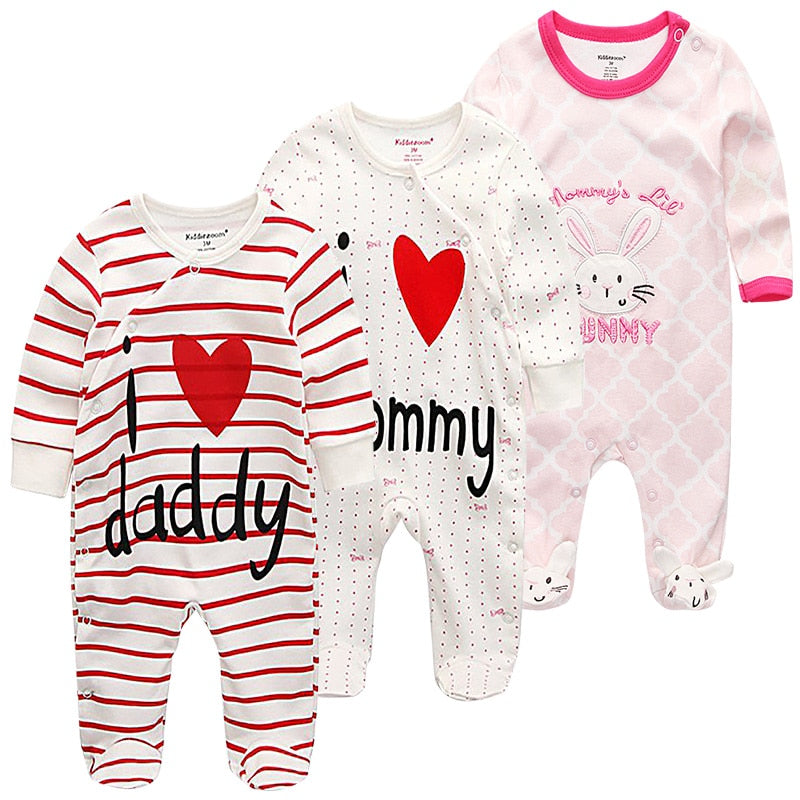 Baby Clothes 3Pcs/set Cotton Newborn Boy Girl Romper 2021 Long Sleeve Infantil Clothing Spring Animal Baby Pajama roupas de bebe