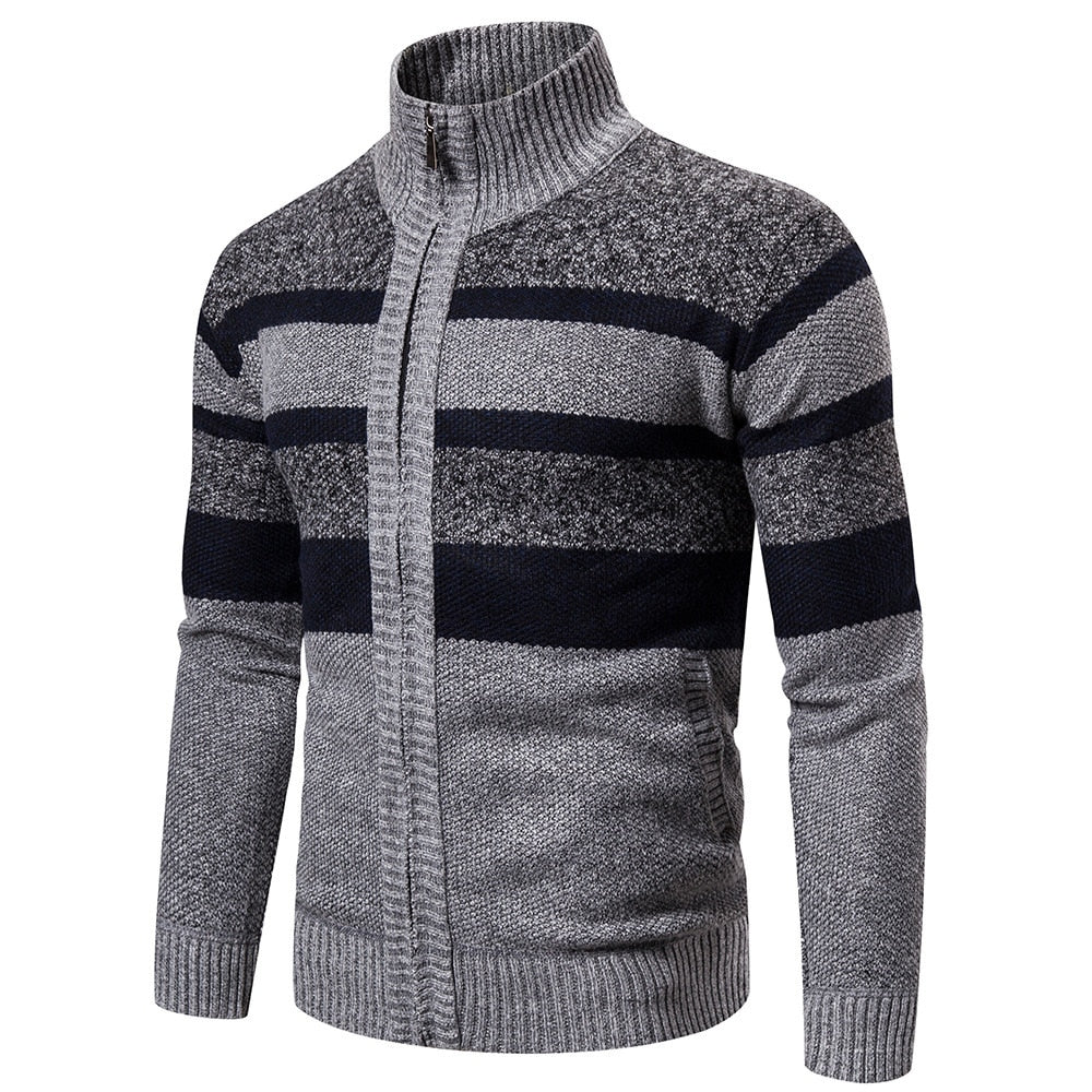 New Autumn Winter Cardigan Men Sweaters Jackets Coats Fashion Striped Knitted Cardigan Slim Fit Sweaters Coat Mens Clothing 2021