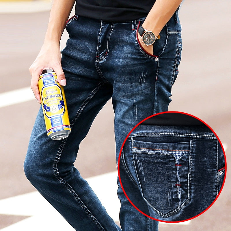 Jeans men&#39;s 2021 new slim jeans, high-quality casual stretch trousers men&#39;s clothing, fashion Korean straight versatile jeans