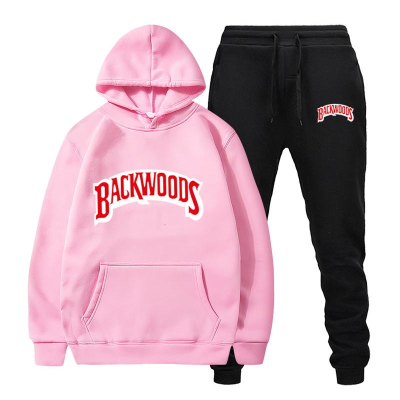 fashion brand Backwoods Men&#39;s Set Fleece Hoodie Pant Thick Warm Tracksuit Sportswear Hooded Track Suits Male Sweatsuit Tracksuit