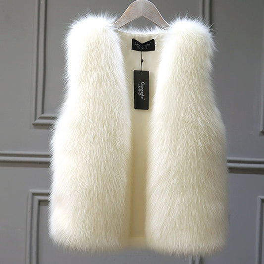 2021 New Winter Female Fox Fur Vest Coat Winter Warm White Black Gray Fur Vest Jacket Large Size 2XL Sleeveless Coat