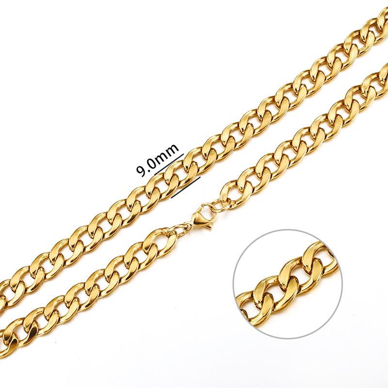 Stainless Steel Chain Necklace for Men Women Curb Cuban Link Chain Gold Color Silver Color Punk Choker Fashion Male Jewelry Gift