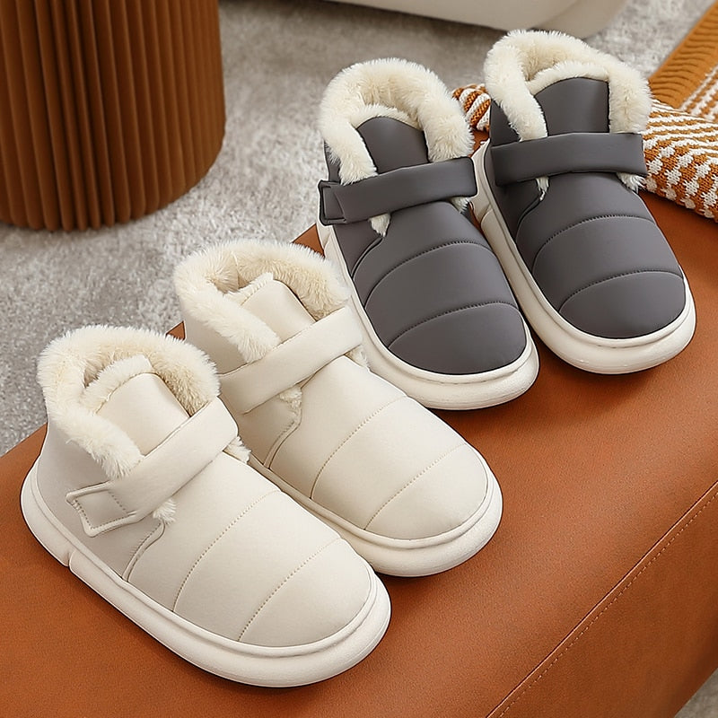 Winter Soft Women Men Boots Down Warm Plush Ankle Snow Female Thick Boots Shoes Couple Toddler Indoor Home Fur Footwear