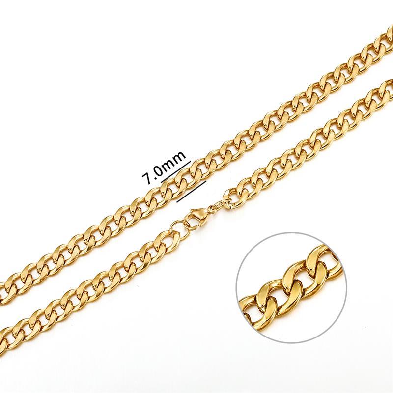 Stainless Steel Chain Necklace for Men Women Curb Cuban Link Chain Gold Color Silver Color Punk Choker Fashion Male Jewelry Gift