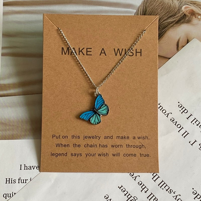 Fashion Women Necklace Korea Style New Butterfly Pendant Necklace Gift For Girl  Cute Lovely Neck Jewelry Wholesale Dropshipping