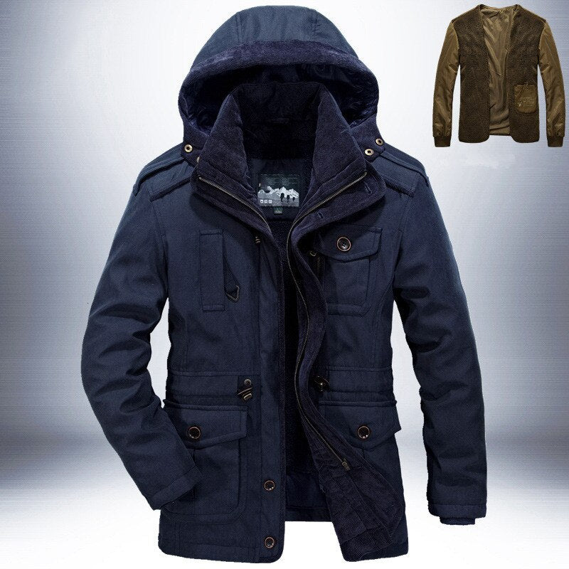 Winter Jacket Men Parkas Wool 2020 Military Thicken Fleece Cotton-Padded Warm Waterproof Jackets Male Heavy 2 in 1 Coat Overcoat