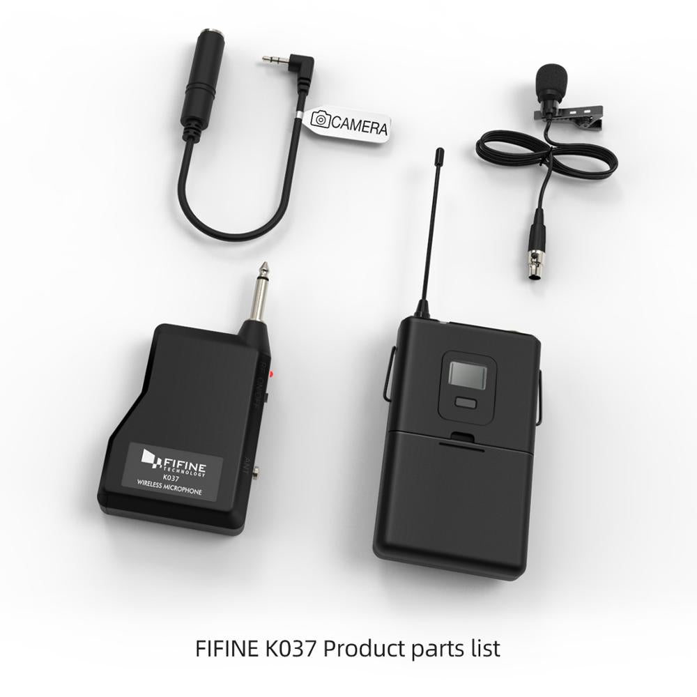 Fifine 20-Channel UHF Wireless Lavalier Lapel Microphone System with Bodypack Transmitter, Mini  Lapel Mic &amp; Portable Receiver