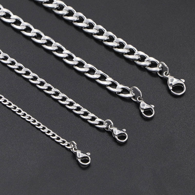 Women Men&#39;s Necklace Stainless Steel Curb Cuban Link NK Chain Silver Color Basic Punk Male Choker Jewelry Gifts Free Shipping