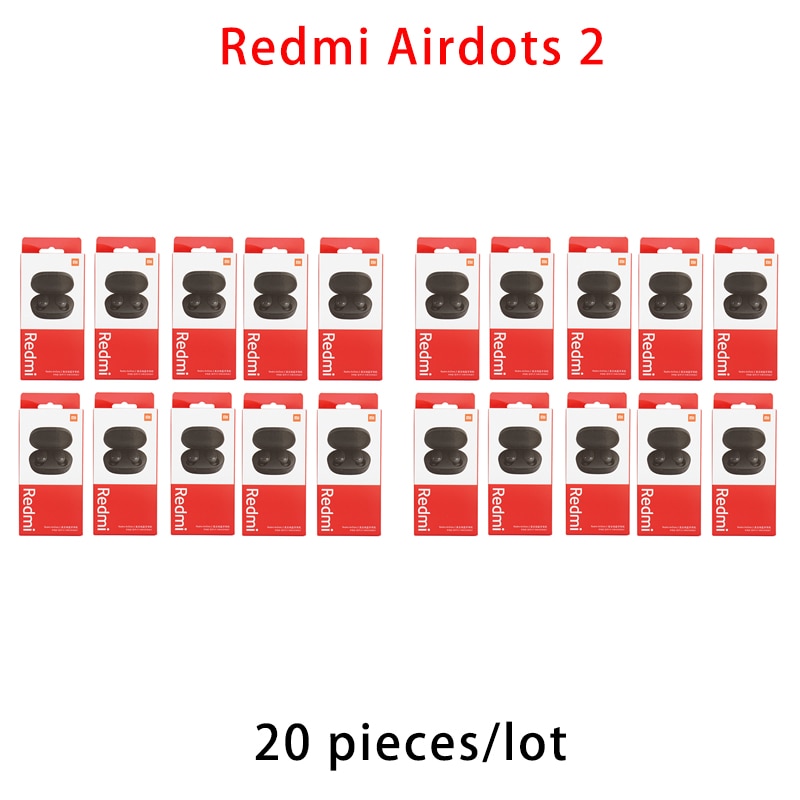 Original Xiaomi Redmi Airdots 2 TWS Bluetooth Earphone Stereo bass 5.0 headphones With Mic Handsfree Earbuds 5/10/20 pieces