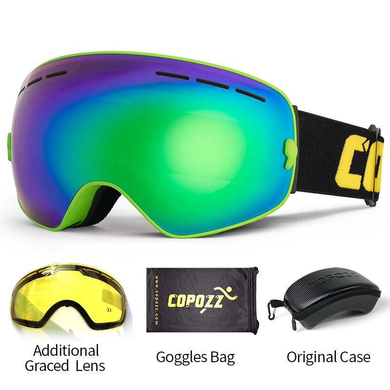 COPOZZ Brand Professional Ski Goggles Double Layers Lens Anti-fog UV400 Big Ski Glasses Skiing Snowboard Men Women Snow Goggles