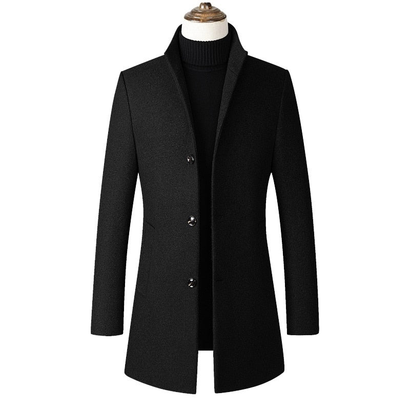 Winter Wool Jacket Men&#39;s High-quality Wool Coat casual Slim collar wool coat Men&#39;s long cotton collar trench coat