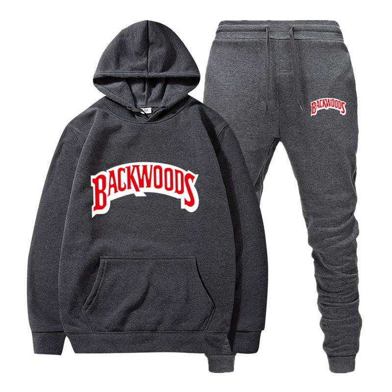 fashion brand Backwoods Men&#39;s Set Fleece Hoodie Pant Thick Warm Tracksuit Sportswear Hooded Track Suits Male Sweatsuit Tracksuit