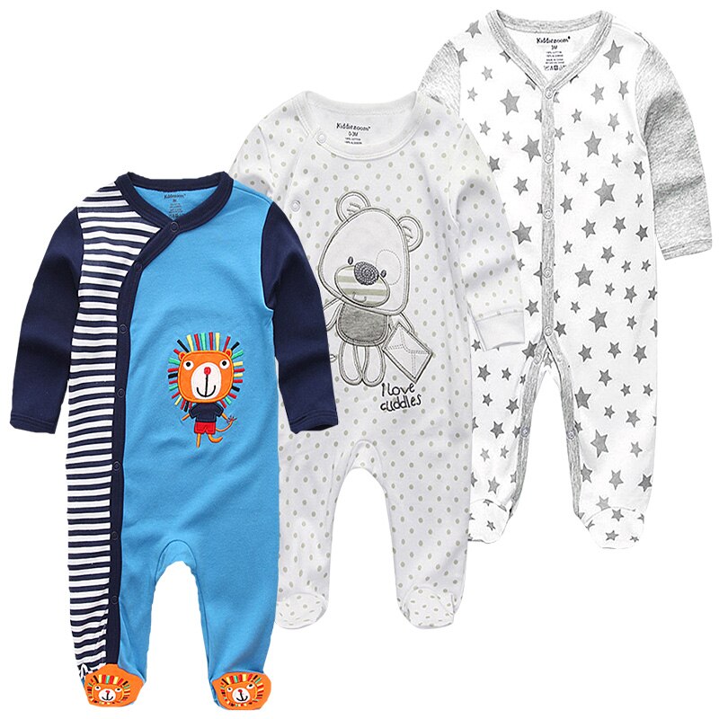 Baby Clothes 3Pcs/set Cotton Newborn Boy Girl Romper 2021 Long Sleeve Infantil Clothing Spring Animal Baby Pajama roupas de bebe